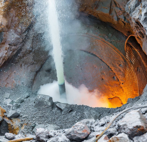 Steel shot drilling removes rock geothermal warmth created by Adobe Firefly Steel shot drilling removes rock geothermal warmth created by Adobe Firefly