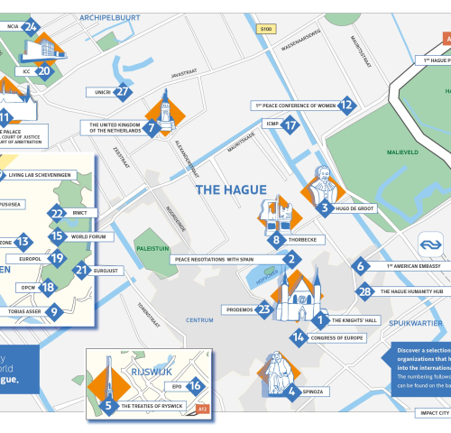 City map The Hague 30 highlights about Peace and Justice City map The Hague 30 highlights about Peace and Justice