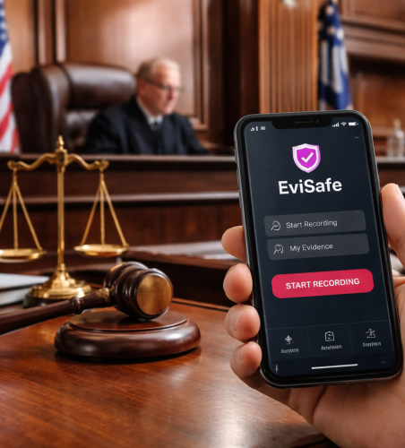 New app EviSafe empowering victims of domestic abuse and stalking. Picture created with Chat GPT