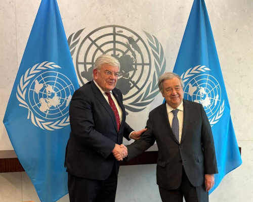 Mayor Jan van Zanen meeting Antonio Guterres in Washington feb 2025 source LinkedIn page City The Hague