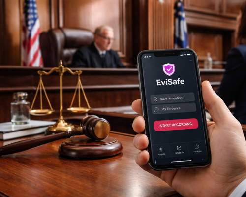 New app EviSafe empowering victims of domestic abuse and stalking. Picture created with Chat GPT