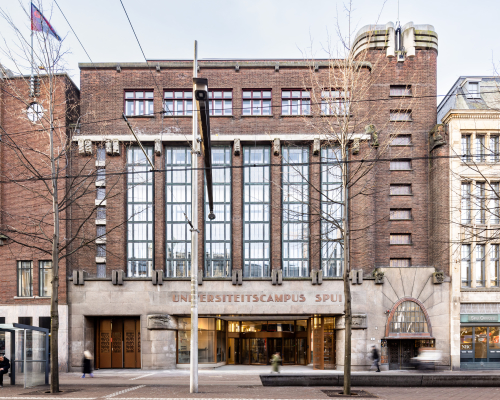 Facade of the University Campus Spui in The Hague.