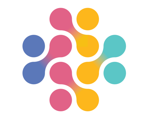 An abstract design featuring colored circles in a pattern.