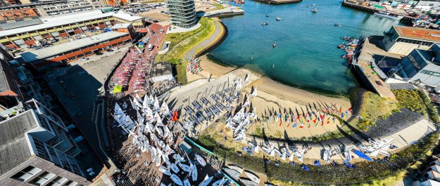 The boats are ready in the harbour for sailing world championships
