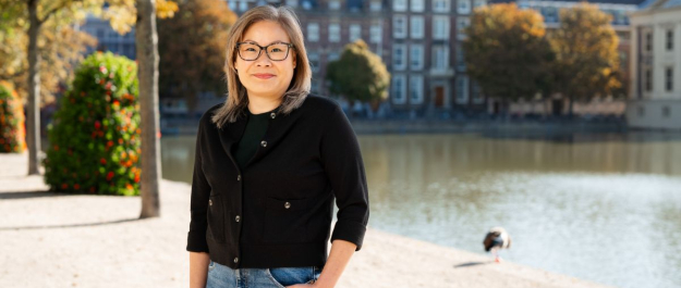 Portrait with the The Hague's Hofvijver in the background