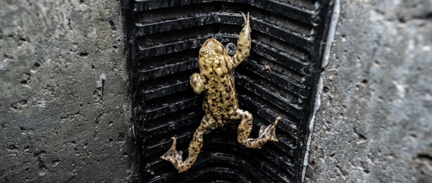 Toad on grid over drain by paduitdeput.nl 