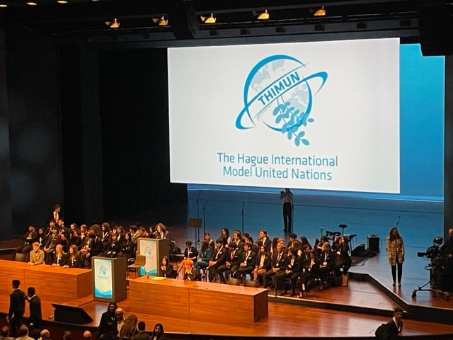 The THIMUN (The Hague International Model United Nations) conference is a four day simulation of the United Nations for secondary school students, which takes place at the end of January each year in the World Forum Convention Center in The Hague. THIMUN now attracts over 3,200 students and teachers from around 200 schools located in countries as far apart as Norway, Australia, China and Ecuador. The students themselves originate from more than 100 different countries.