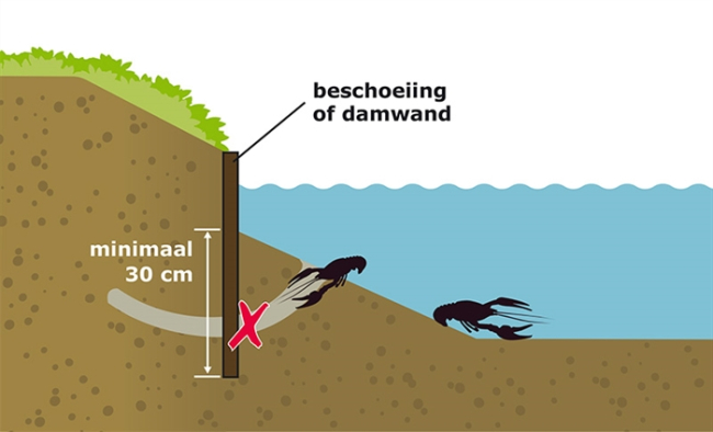 Illustration of a retaining wall with a minimum height of 30 cm.