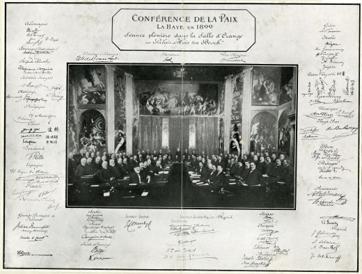 Official meeting of the First Hague Peace Conference in Huis Ten Bosch in 1899. Source: https://haagsgemeentearchief.nl/mediabank/beeldcollectie/detail/7de15233-7a3f-4a60-a1bf-96a41baed6f4/media/b0337803-71da-4d9a-813e-7a508a1d7733 Official meeting of the First Hague Peace Conference in Huis Ten Bosch in 1899. Source: https://haagsgemeentearchief.nl/mediabank/beeldcollectie/detail/7de15233-7a3f-4a60-a1bf-96a41baed6f4/media/b0337803-71da-4d9a-813e-7a508a1d7733