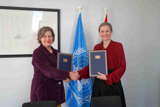 Katy Thompson and Lise Gregoire-van Haaren signing agreement with The Netherlands for office in The Hague 2025 UNDP.jpg