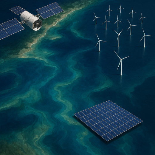 DIOMEDEO project of DMEC floating solar power with earth observation. source: ChatGPT Image 2 sep 2025, 14_34_42