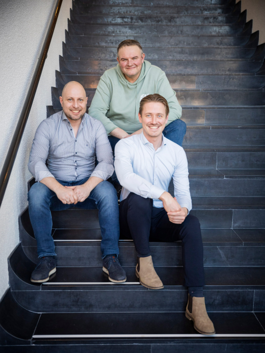 A photo of the three Heliora Energy founders, Tomasz Tunajek, Peter Kortlever, and Peter Enting.